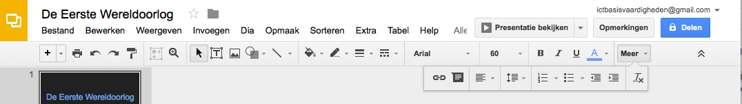 Browservenster is te klein. De knoppen van de werkbalk zitten verstopt achter de knop "meer".